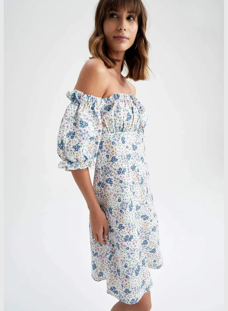 DeFacto Floral Off-Shoulder Dress