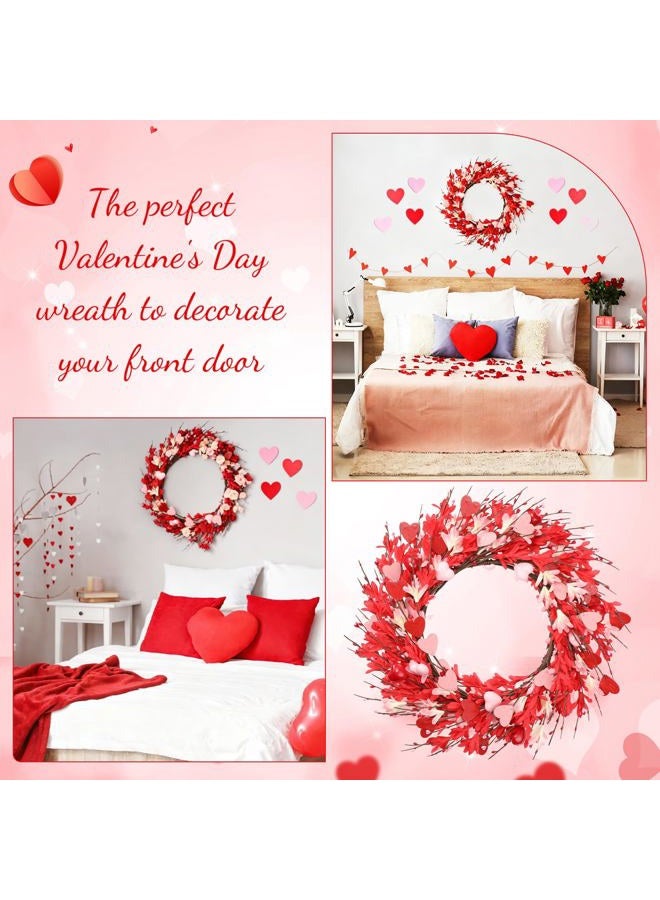 Norme 22 Inch Valentines Day Wreaths for Front Door Artificial Wreath with Berries Heart Forsythia Flowers for Indoor Outdoor Holiday Wedding Wall Decorations Supply Gift (Red) - Image 4