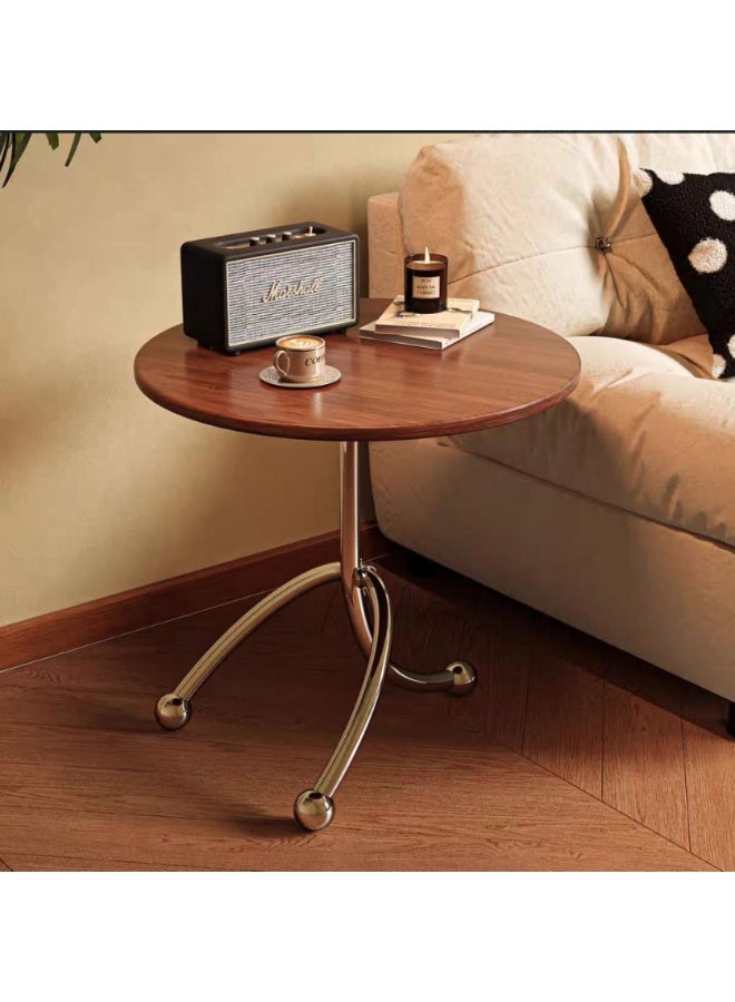 SHEE ONE Round Wooden Side Table with Modern Design and Golden Metal Base – Perfect for Living Rooms and Bedrooms - Image 3