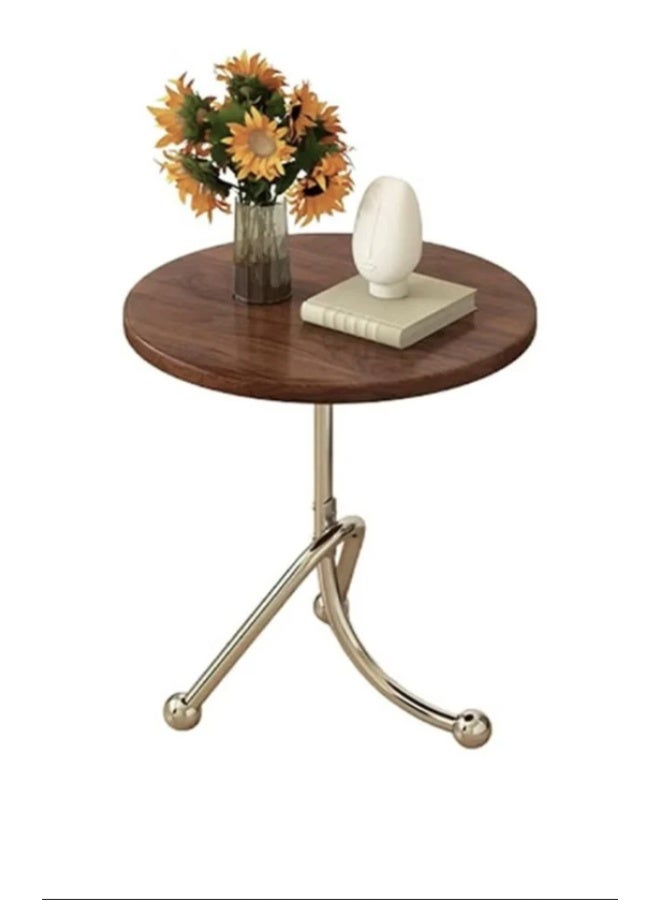 SHEE ONE Round Wooden Side Table with Modern Design and Golden Metal Base – Perfect for Living Rooms and Bedrooms - Image 2