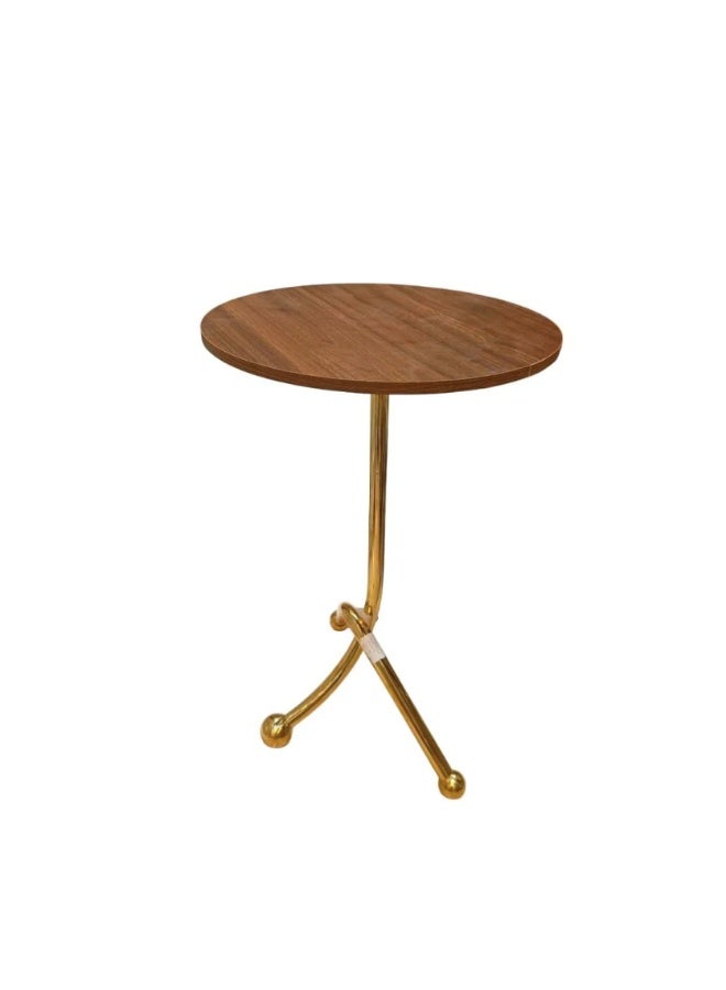 SHEE ONE Round Wooden Side Table with Modern Design and Golden Metal Base – Perfect for Living Rooms and Bedrooms - Image 4