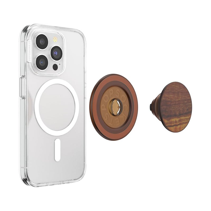 PopSockets Phone Grip for MagSafe, Magnetic Holder, Phone Stand, Brown - Olive Wood - Image 5