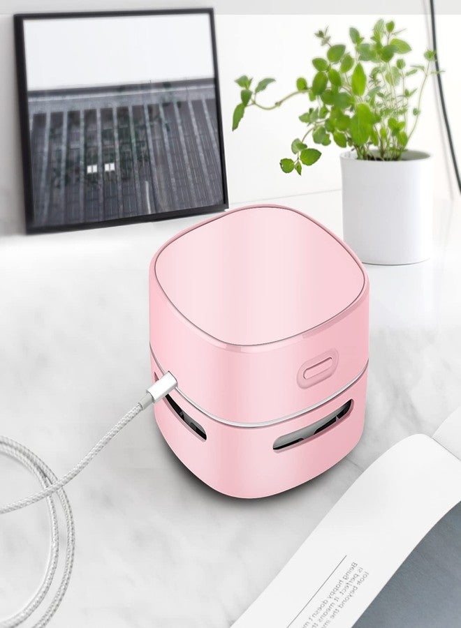 ODISTAR Desktop Vacuum Cleaner, Mini Table dust Sweeper Energy Saving,High Endurance up to 400 mins,360º Rotatable Design for Keyboard/Home/School/Office (Pink Charging) - Image 2