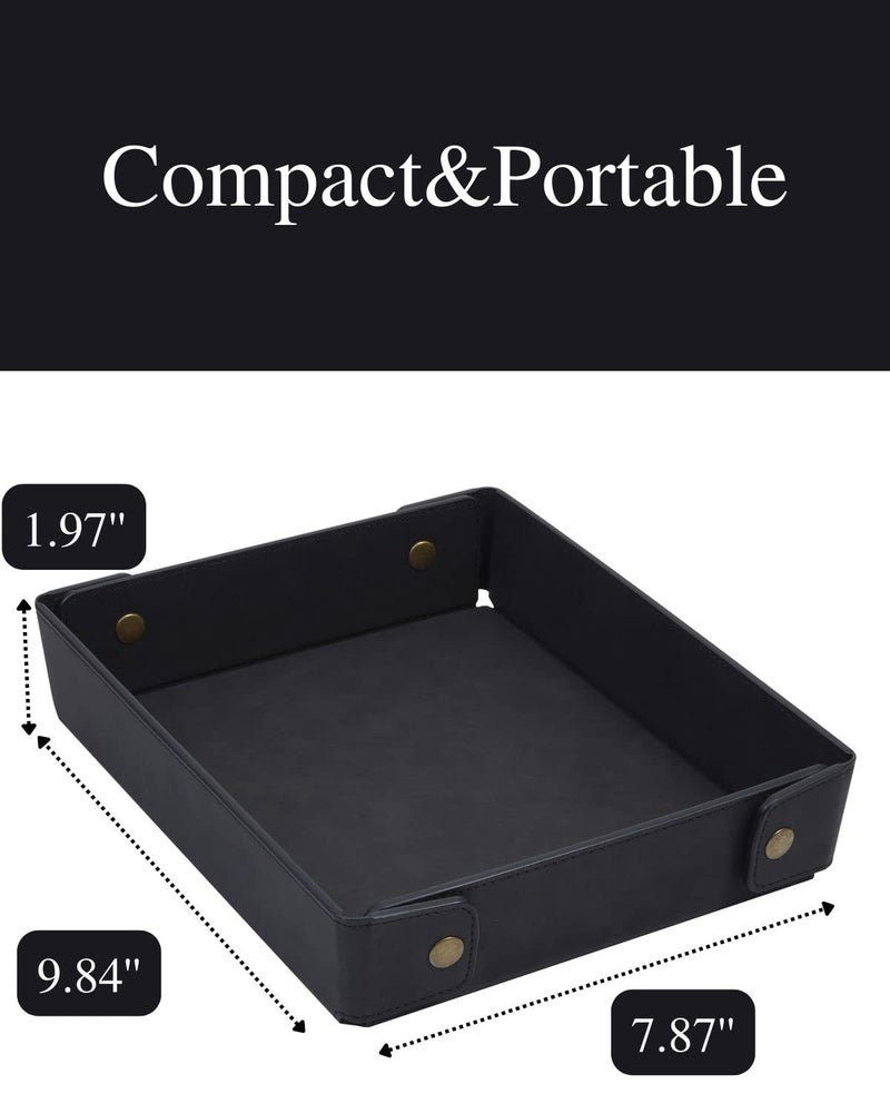 CASIRENA Father's Day Gifts Faux Leather Valet Tray Organizer for Men - Catch-All Tray for Entryway Table Key, Wallet, Watch, Coin Change, Phone, Dresser EDC Dump Jewelry, Bedside Nightstand Desk-top - Image 4