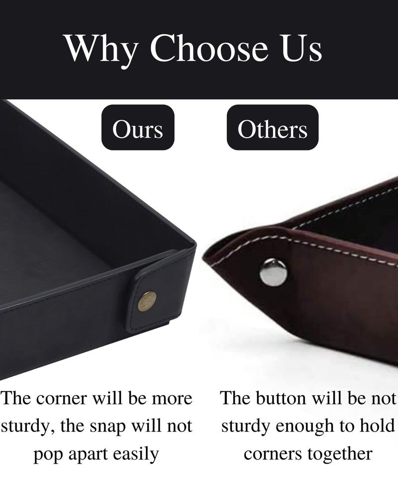 CASIRENA Father's Day Gifts Faux Leather Valet Tray Organizer for Men - Catch-All Tray for Entryway Table Key, Wallet, Watch, Coin Change, Phone, Dresser EDC Dump Jewelry, Bedside Nightstand Desk-top - Image 3