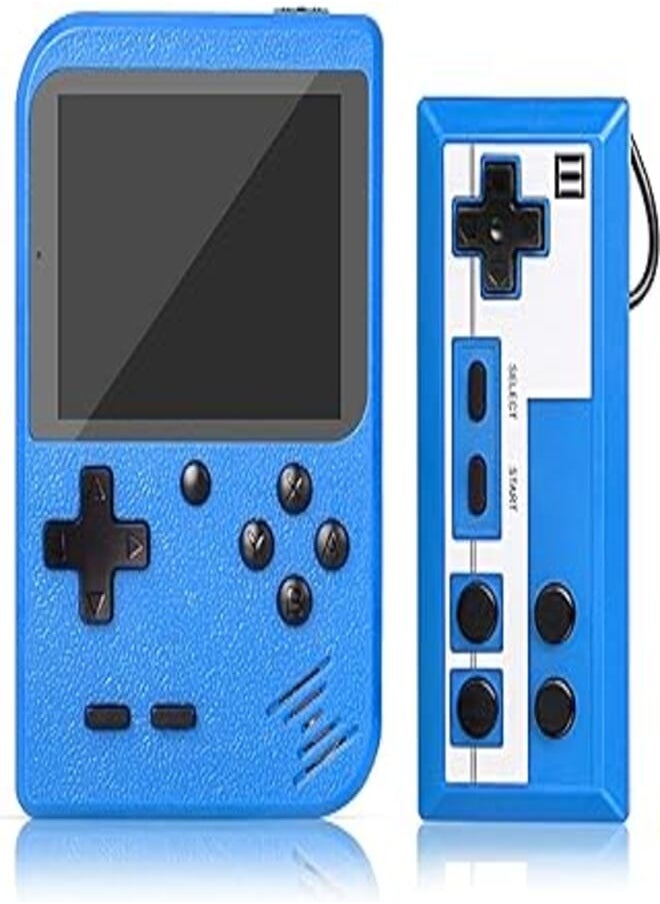 Winique retro game console, handheld games portable game player with 500 classic fc games, 3.0 inch screen 800mah rechargeable battery support tv connection & two players for kids adults (blue)