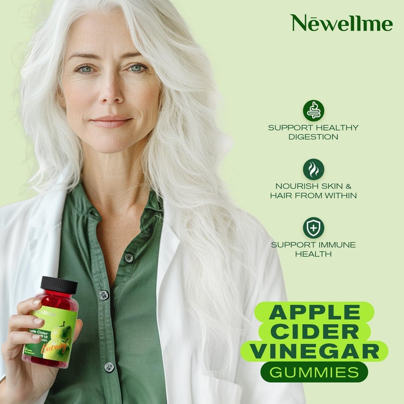 NEWELLME ACV Gummies  Apple Cider Vinegar with The Mother  Vitamin B12  Zero Sugar Vegan GelatinFree NonGMO GlutenFree  Daily Digestive  Energy Support60count - Image 3