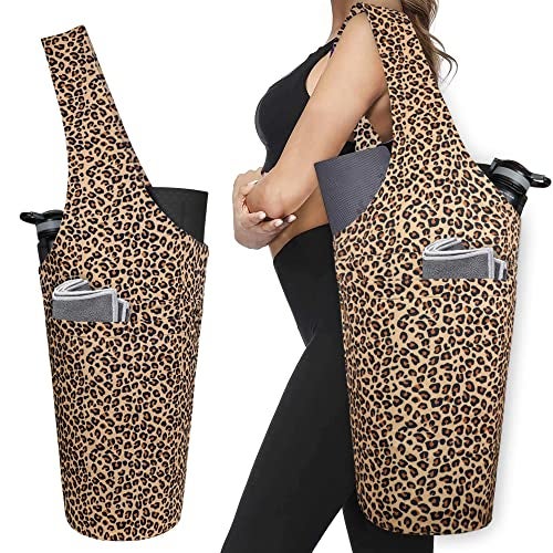 BagYG Yoga Mat Bag - Long Tote with Pockets - Holds More Yoga Accessories - Yoga Bag Fit Most Size Mats - Leopard Print Yoga Mat Carrier 37"x15.5" - Image 1