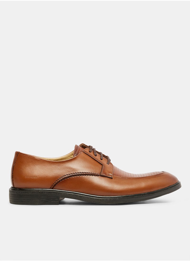 Squadra - Textured Panel Leather Lace-Up Shoes - Image 1