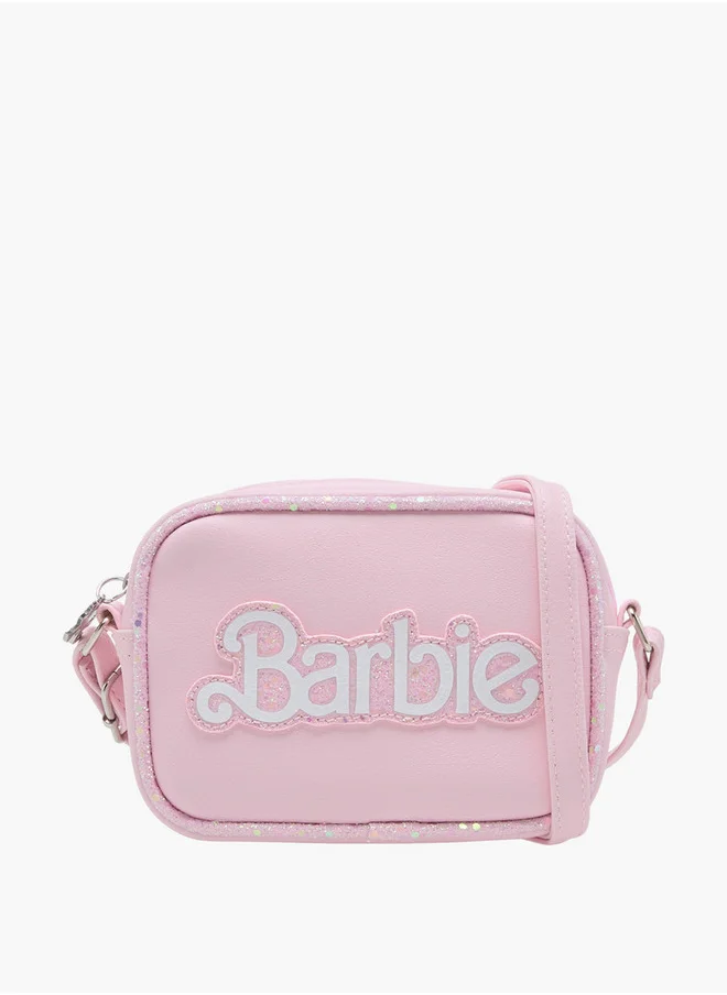 باربي Girls Print Crossbody Bag with Zip Closure and Adjustable Strap