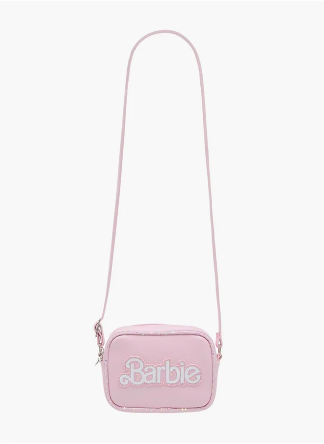 باربي Girls Print Crossbody Bag with Zip Closure and Adjustable Strap