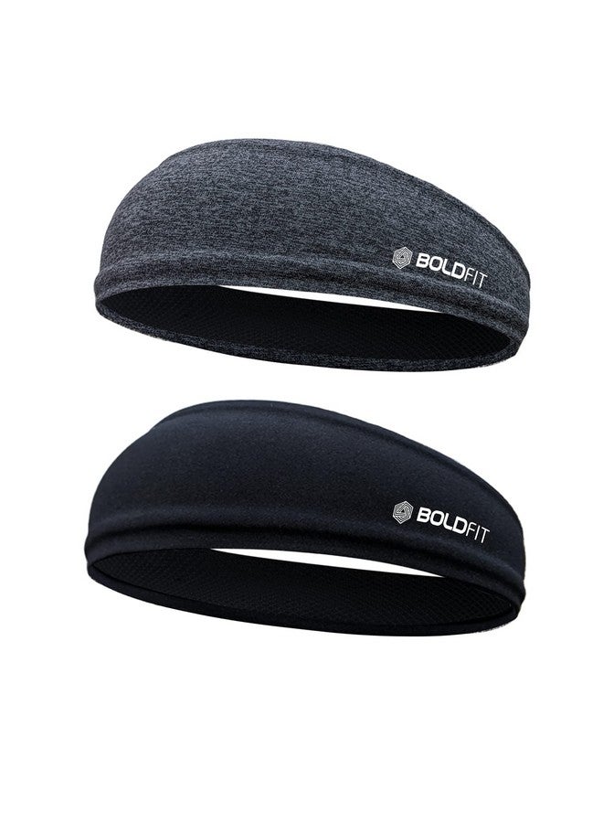 بولد فيت عصابة رأس Boldfit للرجال، عصابة رأس رياضية للرجال والنساء، عصابة شعر للصالة الرياضية، للتمرين والجري - عصابة رأس قابلة للتنفس، مضادة للانزلاق وسريعة الجفاف للشعر الطويل (مجموعة من قطعتين (أسود، أسود مختلط)) - Image 1