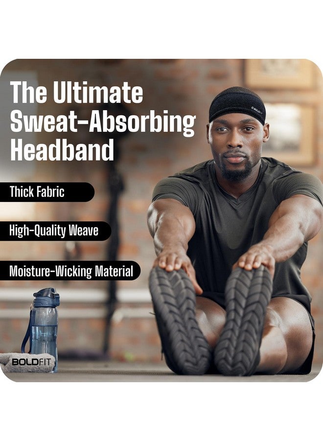 بولد فيت عصابة رأس Boldfit للرجال، عصابة رأس رياضية للرجال والنساء، عصابة شعر للصالة الرياضية، للتمرين والجري - عصابة رأس قابلة للتنفس، مضادة للانزلاق وسريعة الجفاف للشعر الطويل (مجموعة من قطعتين (أسود، أسود مختلط)) - Image 3