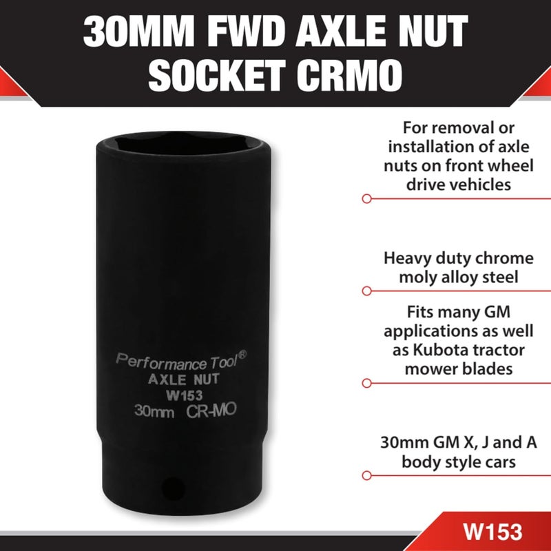 Performance Tool W153 30mm Front Wheel Drive Axle Nut Socket - Image 2