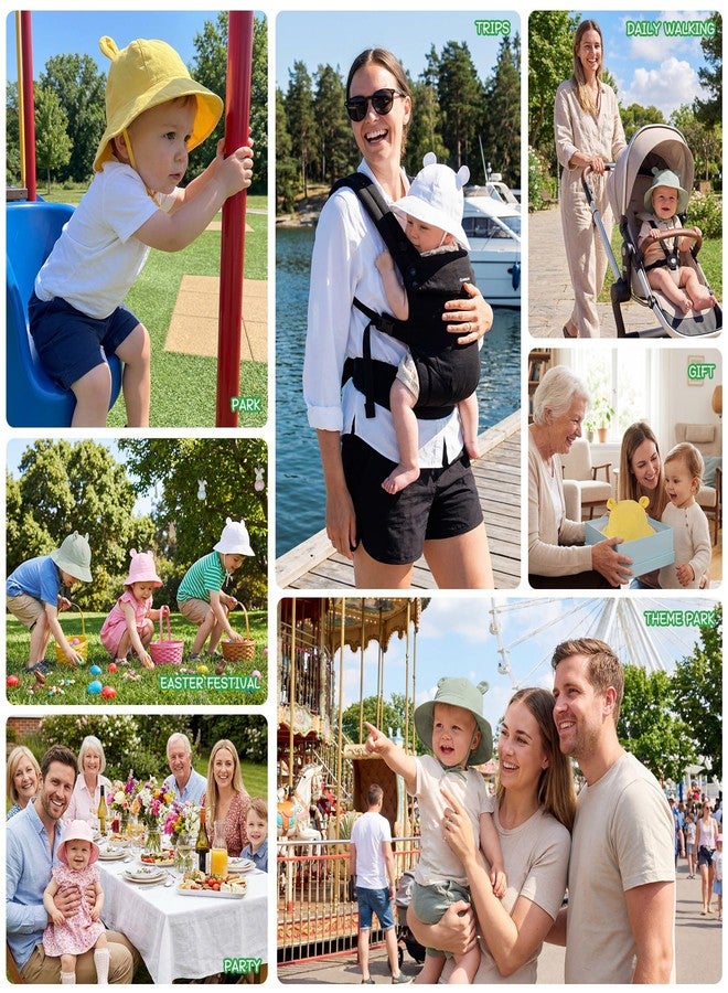 زاندو قبعة شمسية للأطفال من زاندو، واسعة الحواف، للبنات والأولاد، مقاس 2-4 سنوات - قبعة دلو واقية من الشمس للأطفال من مقاس 2-4 سنوات، مزودة بأذني دب، مناسبة للسباحة والشاطئ، للأطفال من البنات والأولاد، حزام قابل للتعديل، مناسبة للاستخدام اليومي والحفلات، لون أصفر، مقاس كبير - Image 5