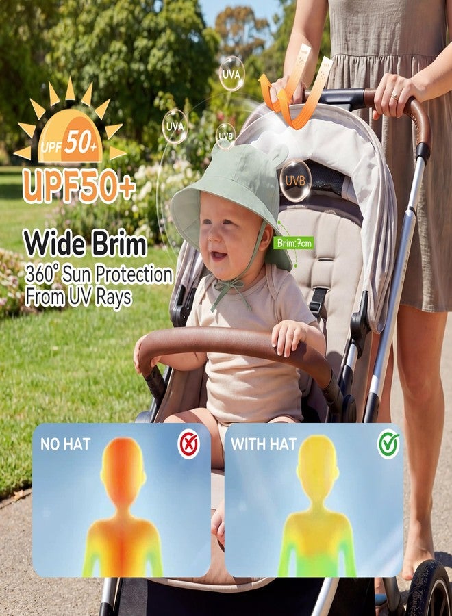 زاندو قبعة شمسية للأطفال من زاندو، واسعة الحواف، للبنات والأولاد، مقاس 2-4 سنوات - قبعة دلو واقية من الشمس للأطفال من مقاس 2-4 سنوات، مزودة بأذني دب، مناسبة للسباحة والشاطئ، للأطفال من البنات والأولاد، حزام قابل للتعديل، مناسبة للاستخدام اليومي والحفلات، لون أصفر، مقاس كبير - Image 2