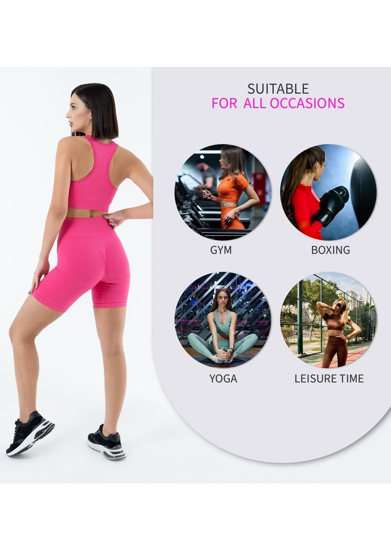 Bernessi Turkiye Nylon Women High Waisted Biker Shorts Sport Legging Shorts Workout Cycling Athletic Running Yoga Gym Volleyball for Ladies with Tummy Control Magenta Pink  - Image 4