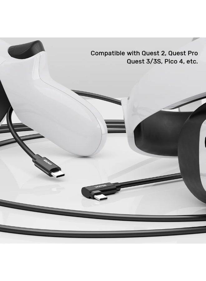 UNITEK كابل VR Link Pro بطول 5م، USB-C بزاوية 90° إلى USB-C، سرعة بيانات 5Gbps، 60W PD، لسماعات Quest و Pico - Image 2