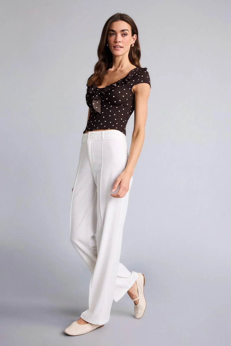 ديفاكتو Wide Leg Regular Hem Trousers
