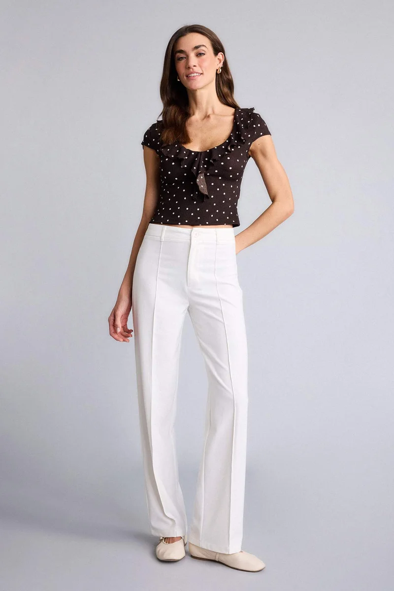 ديفاكتو Wide Leg Regular Hem Trousers