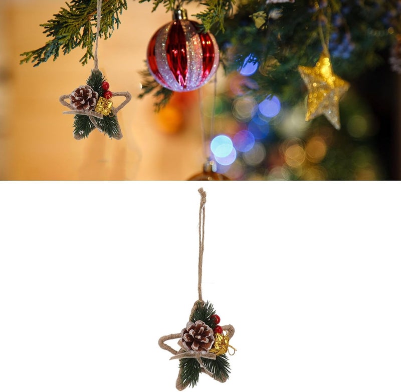 Handmade Christmas Hanging Decorative Wreath, Pine Cone Wall Decoration with Twine for Holiday Room Decor, Realistic DIY Garland for Birthday Wedding Photo Backdrop (6124) - Image 3