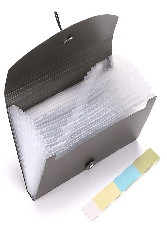 BTSKY 13 Pockets Expanding Check Bill File Folder-Hand-held Small Accordion File Folder Expandable Card Ticket Holder Plastic Business Document Organizer Wallet Case New Grey - Image 4