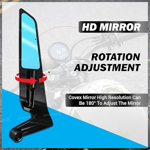 MIKANIX Motorcycle Rear View Handle Bar Side York Nut Fitting Mirror | Stealth Mirror Compatible with Apache 160 | 200 - Image 2