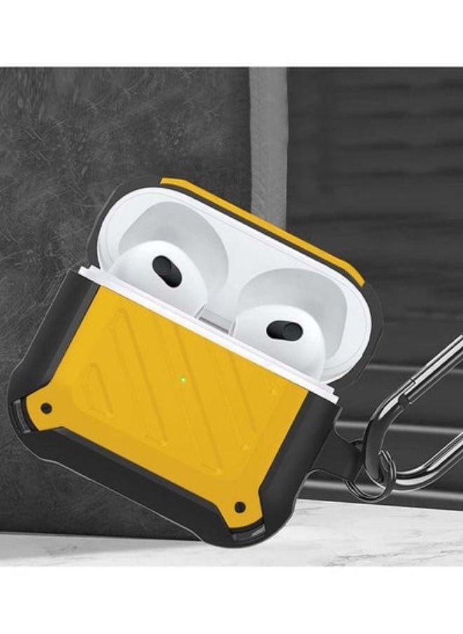 ACLIX - Shockproof Armor Rugged Case Cover With Keychain For Apple Airpods 3 (3rd Generation) Yellow/Black - Image 1