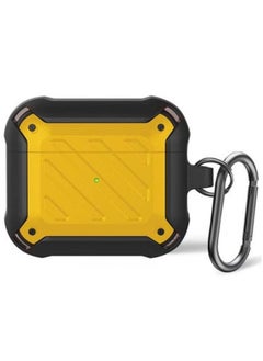 Shockproof Armor Rugged Case Cover With Keychain For Apple Airpods 3 (3rd Generation) Yellow/Black