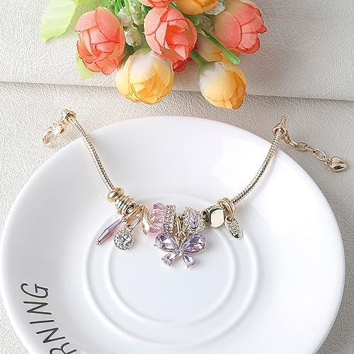 DS Charm Bracelets for teen girls exquisite cute cartoon friendship bracelet Gold Stainless Steel Bangle birthday Gift box Adjustable little girls kids jewelry holiday gifts (GOLD-1) - Image 4