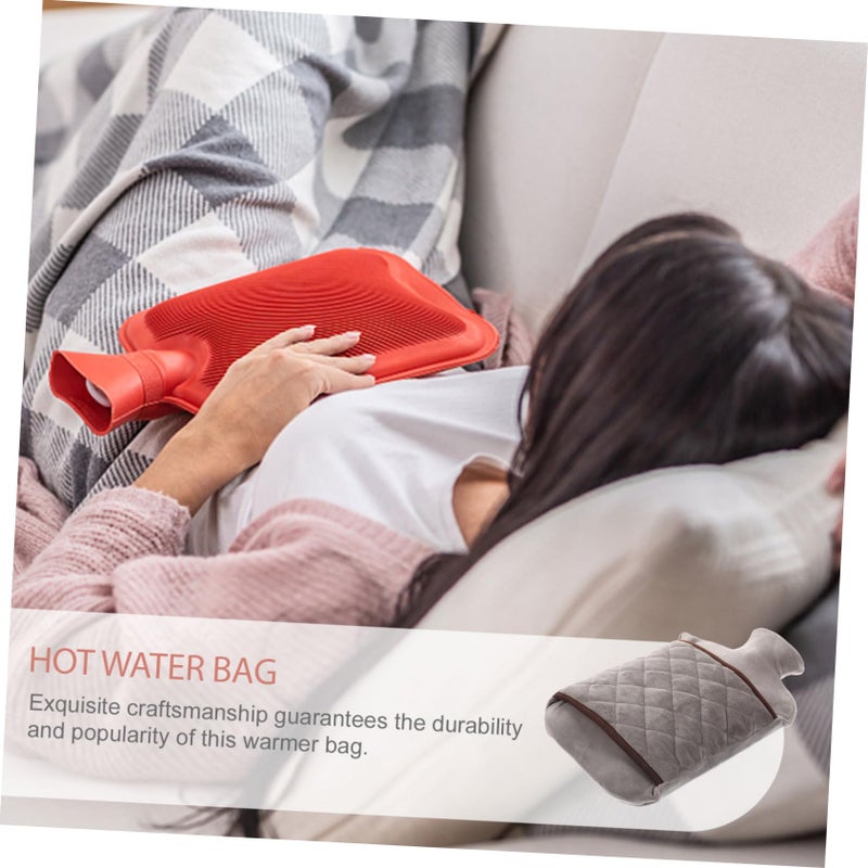 Thickened PVC Hot Water Bag Reusable Hand Warmer with Cover Gray Color - Image 3