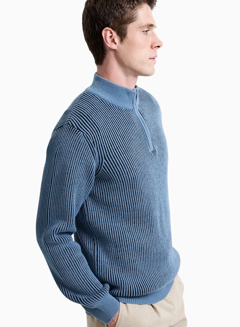 French Connection Cloud/Navy Two Tone Half Zip for Men | Best Price UAE