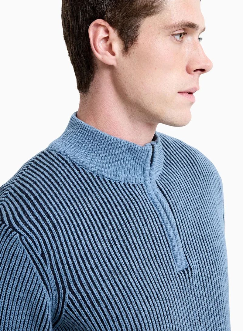 French Connection Cloud/Navy Two Tone Half Zip for Men | Best Price UAE