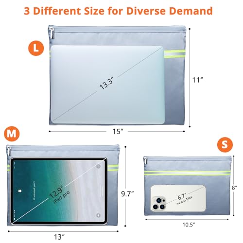 FRECOLSH Fireproof Document Bag 3 Pack 15 x 11 13 x 97 105 x 8 Fireproof Water proof Document Organizer Document Holder with Zipper Secure for Cash Passports Check More - Image 3