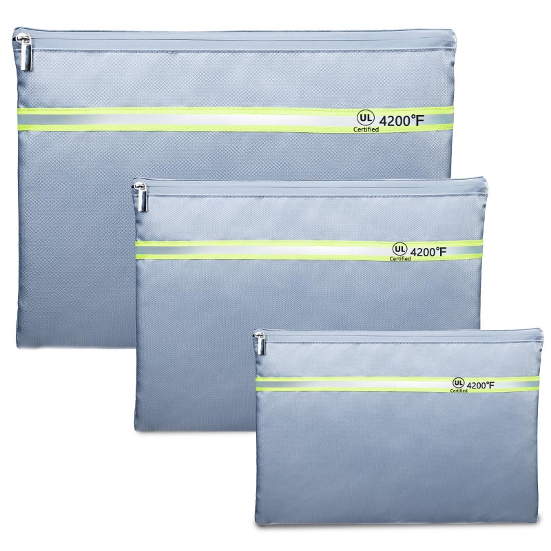 FRECOLSH Fireproof Document Bag 3 Pack 15 x 11 13 x 97 105 x 8 Fireproof Water proof Document Organizer Document Holder with Zipper Secure for Cash Passports Check More - Image 2