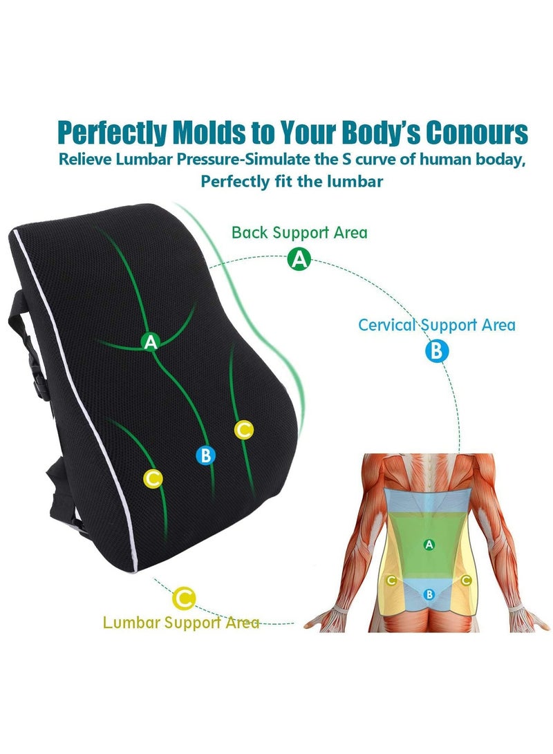 ميكسد Office Chair Lumbar Support Pillow, Memory Foam Back Cushion, Breathable 3D Mesh Cover, Ergonomic Design Orthopedic Backrest for Lower Back Pain Relief, Chair and Car Seat Backrest - Image 2