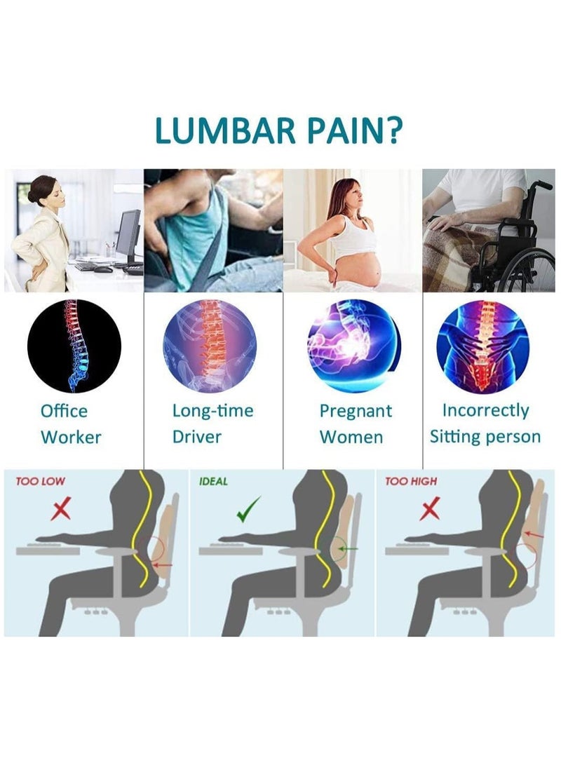 ميكسد Office Chair Lumbar Support Pillow, Memory Foam Back Cushion, Breathable 3D Mesh Cover, Ergonomic Design Orthopedic Backrest for Lower Back Pain Relief, Chair and Car Seat Backrest - Image 3