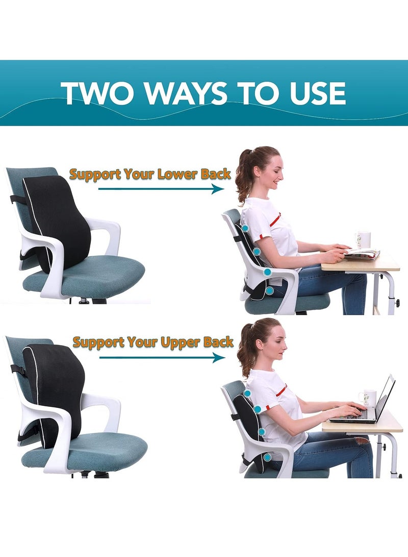 ميكسد Office Chair Lumbar Support Pillow, Memory Foam Back Cushion, Breathable 3D Mesh Cover, Ergonomic Design Orthopedic Backrest for Lower Back Pain Relief, Chair and Car Seat Backrest - Image 4