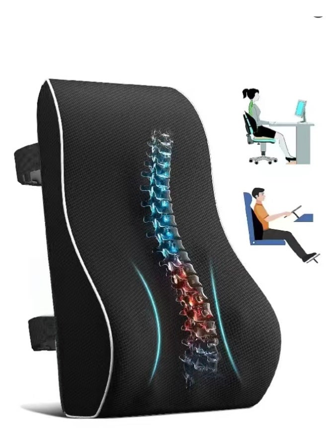 ميكسد Office Chair Lumbar Support Pillow, Memory Foam Back Cushion, Breathable 3D Mesh Cover, Ergonomic Design Orthopedic Backrest for Lower Back Pain Relief, Chair and Car Seat Backrest - Image 1