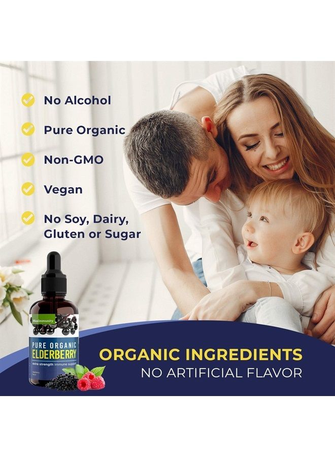 MaxImmunity Organic Elderberry Syrup, 60 Day Supply, Black Elderberry Liquid Drops for Immune Support, Sambucus Elderberry Syrup - Liquid Extract Drops for Kids & Adults - Extra Strength (2 Pack) - Image 5