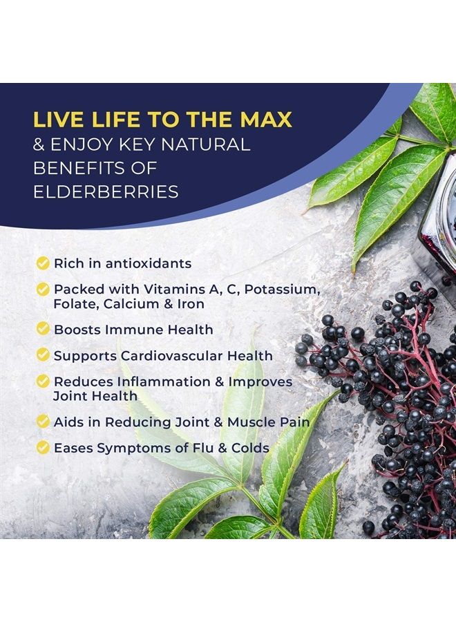 MaxImmunity Organic Elderberry Syrup, 60 Day Supply, Black Elderberry Liquid Drops for Immune Support, Sambucus Elderberry Syrup - Liquid Extract Drops for Kids & Adults - Extra Strength (2 Pack) - Image 2