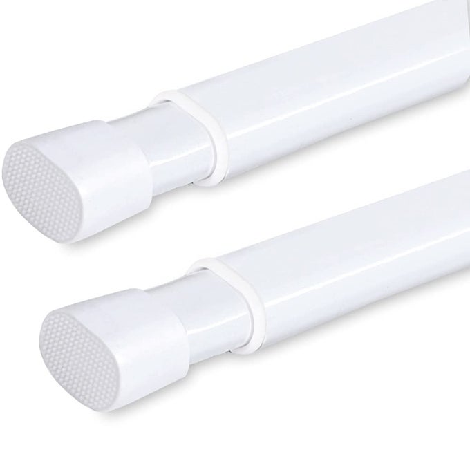 2 PACK TENSION ROD OVAL SPRING TENSION CURTAIN ROD ADJUSTABLE 22 TO 36 INCHES SMALL SHORT WHITE TENSION RODS NO DRILLING SPRING LOADED CURTAIN RODS FOR DOORS AND WINDOWS 2236 INCH WHITE