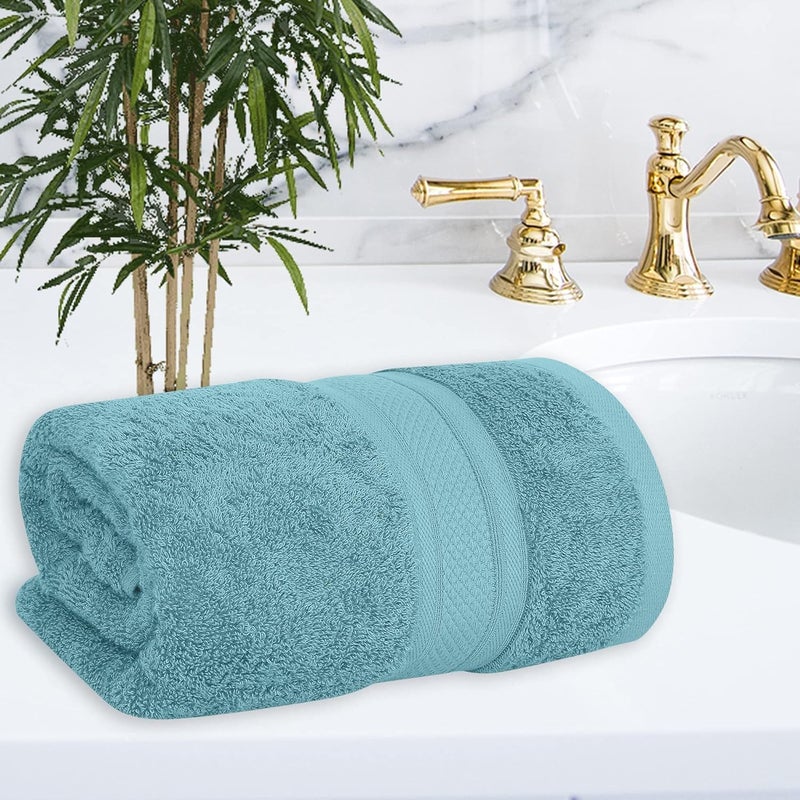 Eddika Super Soft and Highly Absorbent Bamboo Bath Towel for Men & Women Large Size 575 GSM (75 X 140 cm) (Blue) - Image 1