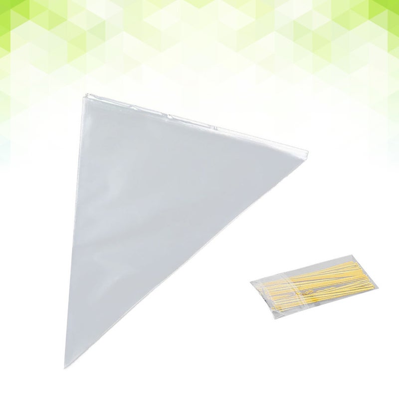 400 Pcs Cellophane OPP Triangle Cellophane Treat with Cable Ties (13 x 25cm) - Image 2