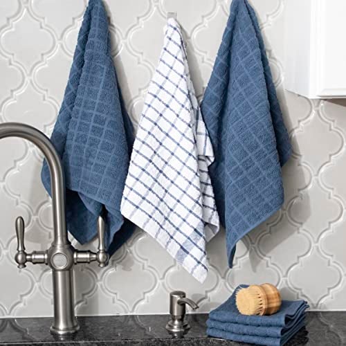 Ritz Premium Kitchen Towel and Dish Cloth Value Set: Highly Absorbent, Super Soft, Long-Lasting, 100% Cotton Checked and Solid Hand Towels, Tea Towels, Bar Towels - 6 Pack, Federal Blue - Image 5