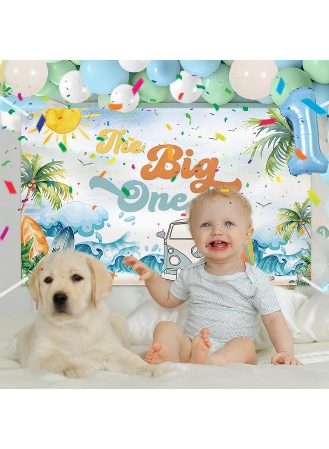 MEHOFOND The Big One First Birthday Decorations, Surf 1st Birthday Party Decorations Supplies, Boy 1st-Wave First Banner, Retro Sand Summer Beach Surfs Up Pool Fishing Balloons Arch Kit - Image 4