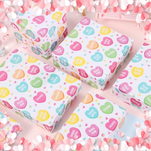 Fabllewavi 100 Sheets Valentine’s Day Conversation Heart Tissue Paper, Romantic Love Heart Patterns Wrapping Paper for Valentines Day DIY Crafts Wedding Anniversary Party Supplies, 13.8 x 19.7 Inch - Image 4