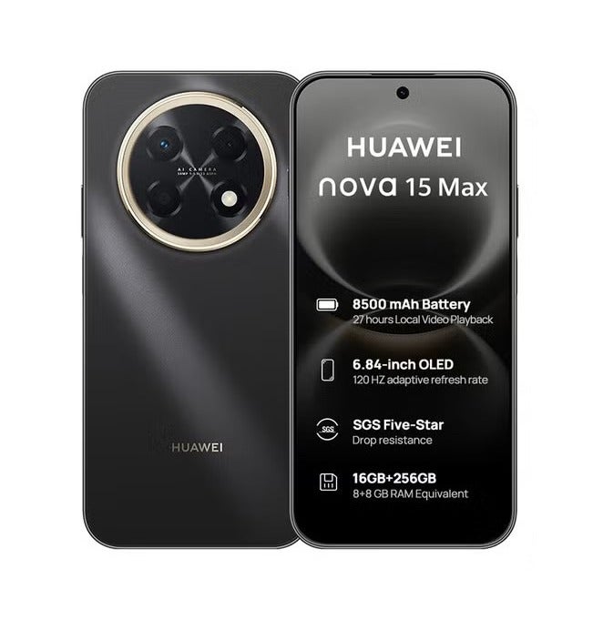 HUAWEI nova 15 Max Dual SIM Golden Black Smartphone 8+8GB RAM + 256GB + Free FreeBuds SE 2 + Band 10 - Middle East Version - Image 2