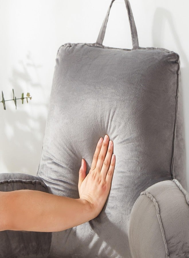 StarAneer Reading Pillow for Sitting in Bed Adult,Back Pillow for Bed Sitting Up,Husband Pillow,Backrest Back Support Chair Pillow, College Dorm Essentials for Girls and Boys, Velvet Grey L - Image 2