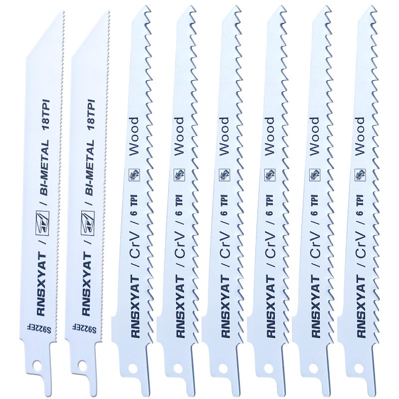RNSXYAT 8PCS Reciprocating Saw Blades for Wood Pruning, Including Premium 6Pcs Woodcutting & 2Pcs Carbide Metal Blade with Storage Case (6in 6TPI + 6in18TPI) by RNSXYAT - Image 1